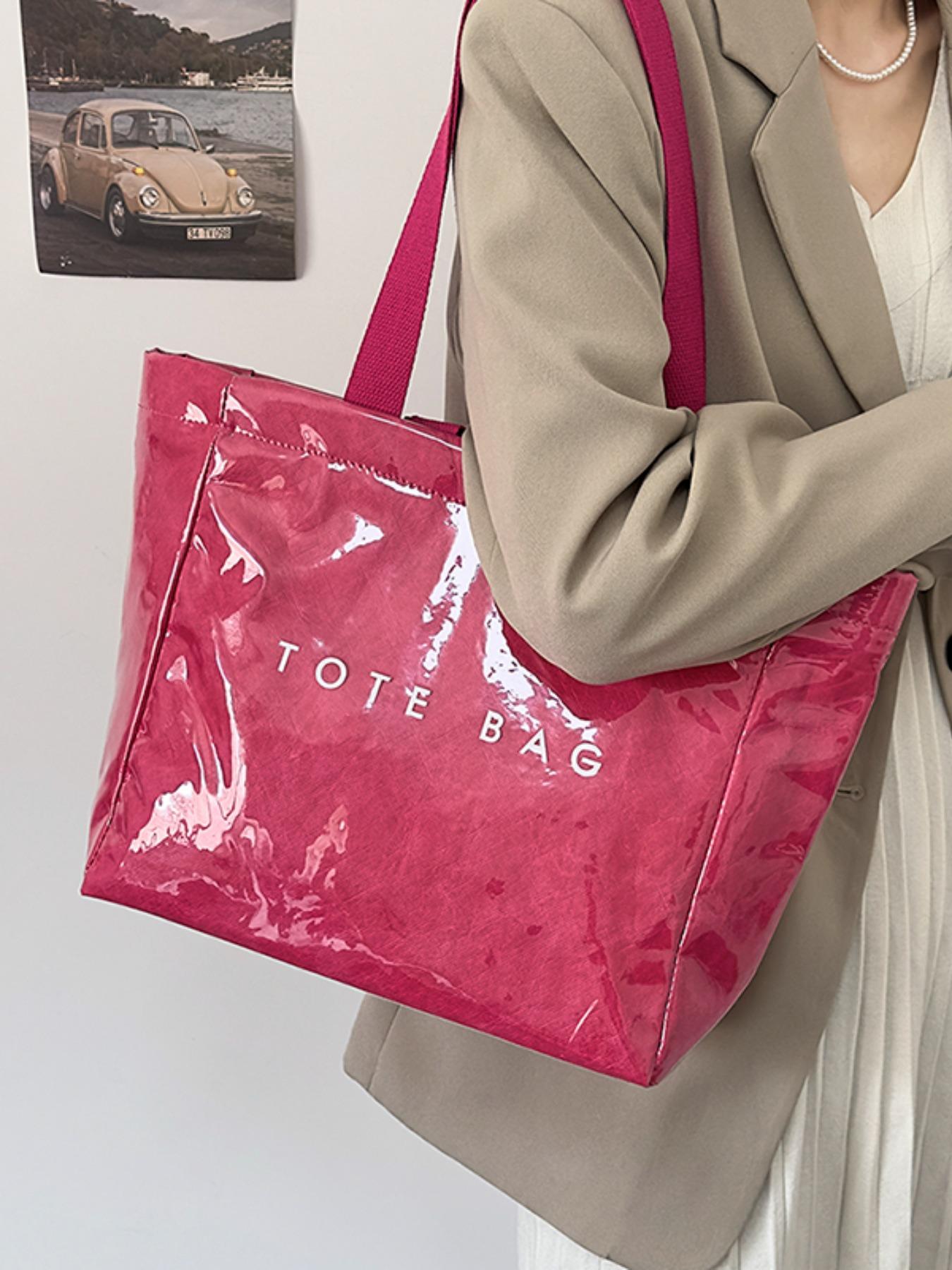 Women's Solid Color Tote Bag Office Work Bag, Fashionable Large Capacity Shoulder Bag for Work & Daily Used, Casual Trendy Versatile High-quality Daily Commuting Bag