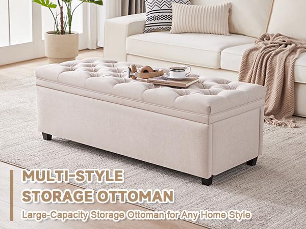 50" Storage Ottoman Bench, Tufted Ottoman with Storage Bench for Living Room, Large End of Bed Bench Ottomans, Modern Entryway Benches, Window & Bedroom Benches for Foot of Bed 50" Storage Ottoman Bench, Tufted Ottoman with Storage Bench for Living Room, Large End of Bed Bench Ottomans, Modern Entryway Benches, Window & Bedroom Benches for Foot of Bed