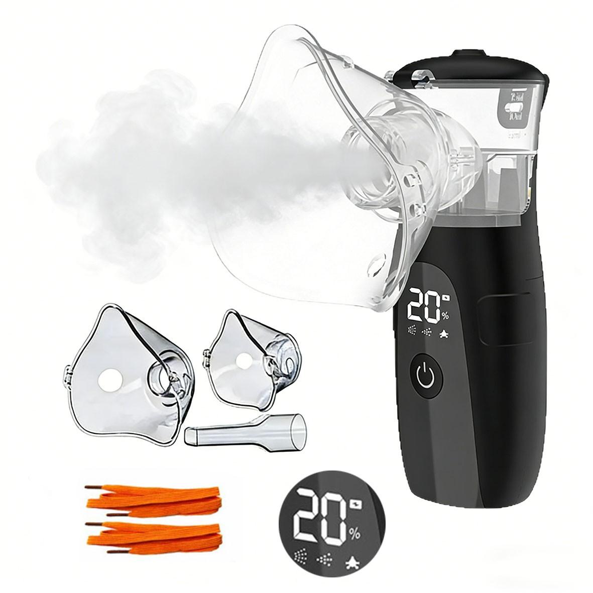 Portable Facial Steam Mask with Auto-Cleaning LED Interface, Rechargeable Handheld Humidifier for Home Travel Care, Facial Care Instrument, Includes 2 Masks + Mouthpiece