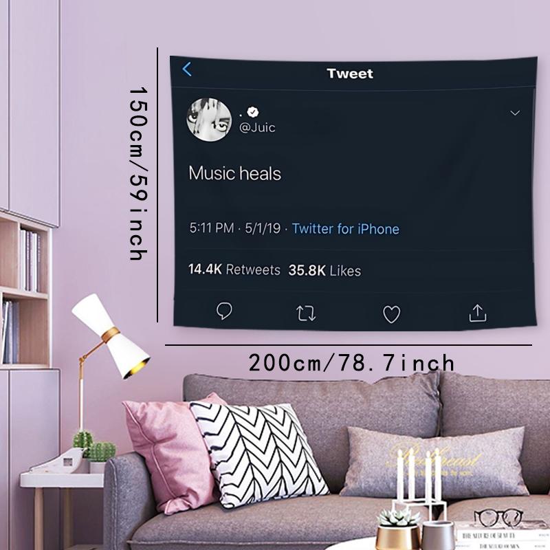 Music Heals Pattern Tapestry, Modern Music Themed Wall Hanging Decor, Wall Tapestry Art for Home Living Room Bedroom Coffee Shop Office Bar Music Room, Tapestry Wall Mural