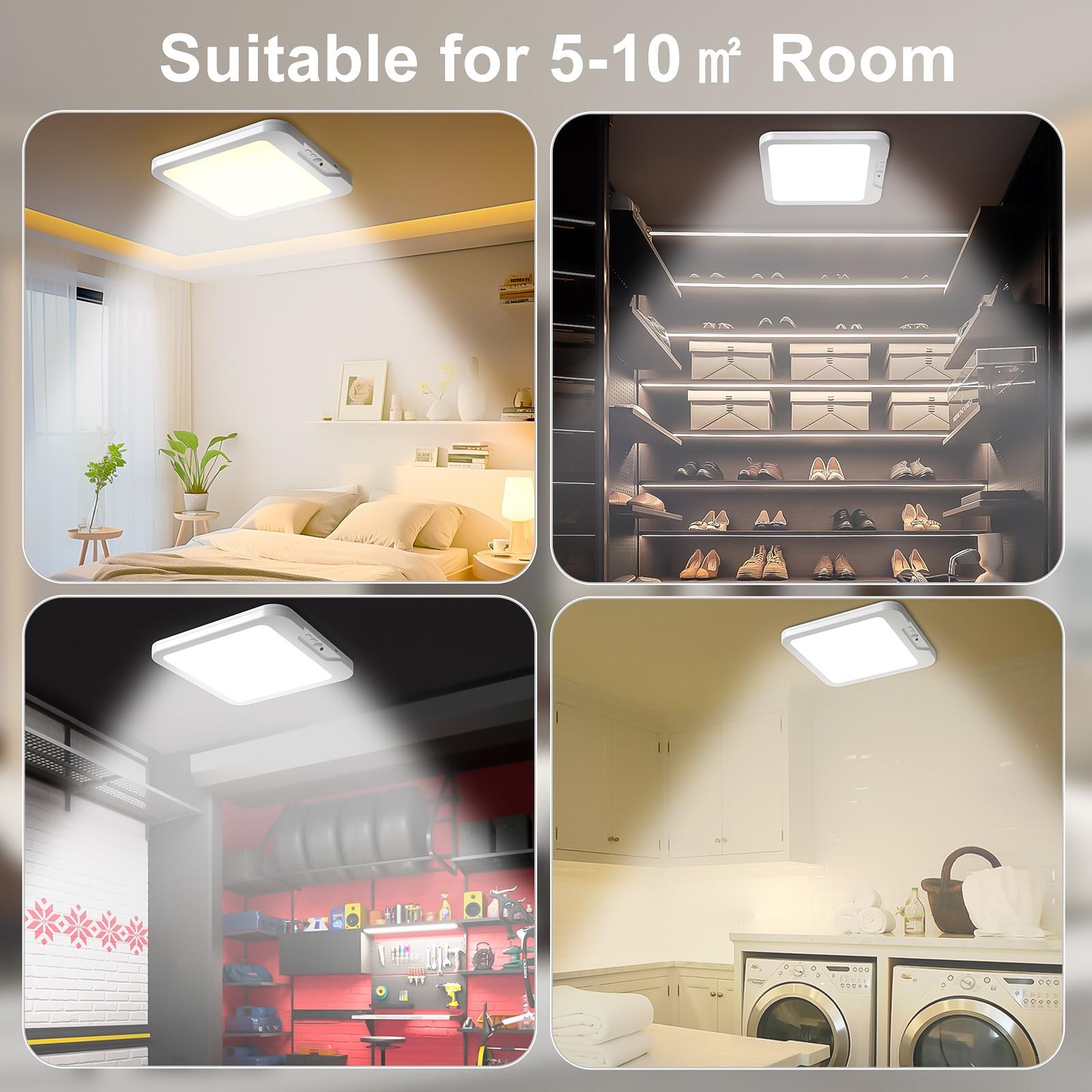 Smart Sensor Ceiling Light, Rechargeable Design, Adjustable Brightness & Color Temperature, Dual Sensing for Hallway, Stairs, Closet, Bathroom