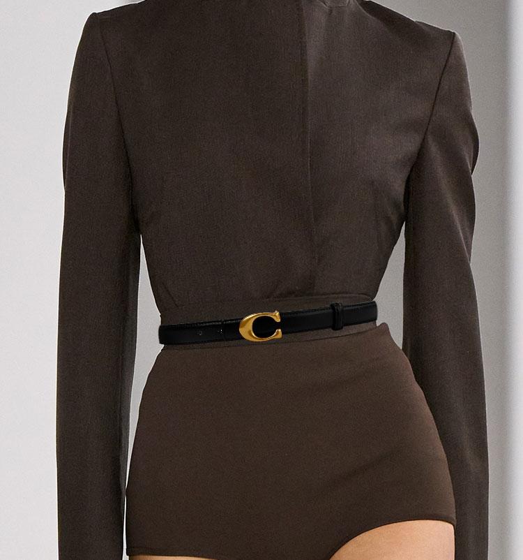 Women's C-Type Buckle Belt, Classic, Adjustable Waistband for Jeans and Formal Pants, Essential Wardrobe Item