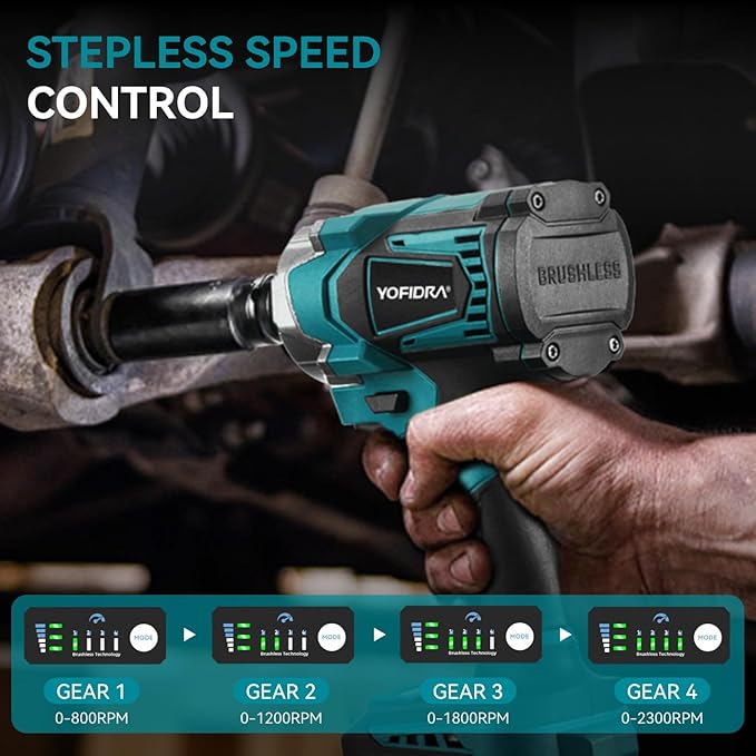 Yofidra 1200N.M Torque Brushless Electric Impact Wrench 1/2 Inch Cordless Screwdriver for Makita 18V Battery Hardware with Heavy Duty Handle Portable Power Tools Yofidra 1200N.M Torque Brushless Electric Impact Wrench 1/2 Inch Cordless Screwdriver for Makita 18V Battery Hardware with Heavy Duty Handle Portable Power Tools