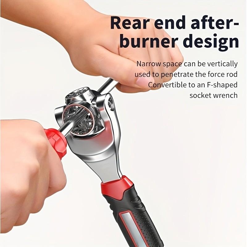 12-In-1 Universal Socket Wrench, Adjustable Dual-Head Tool, Flexible 360° Rotating Head, Rubber Handle, Car Repair Wrench 8-19mm