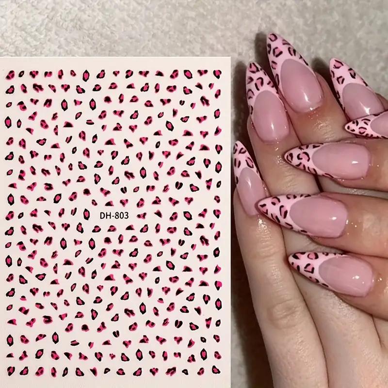 6 Sheets Leopard Print Nail Art Stickers, Animal Designs, DIY Manicure, Autumn Winter French Glitter Nails