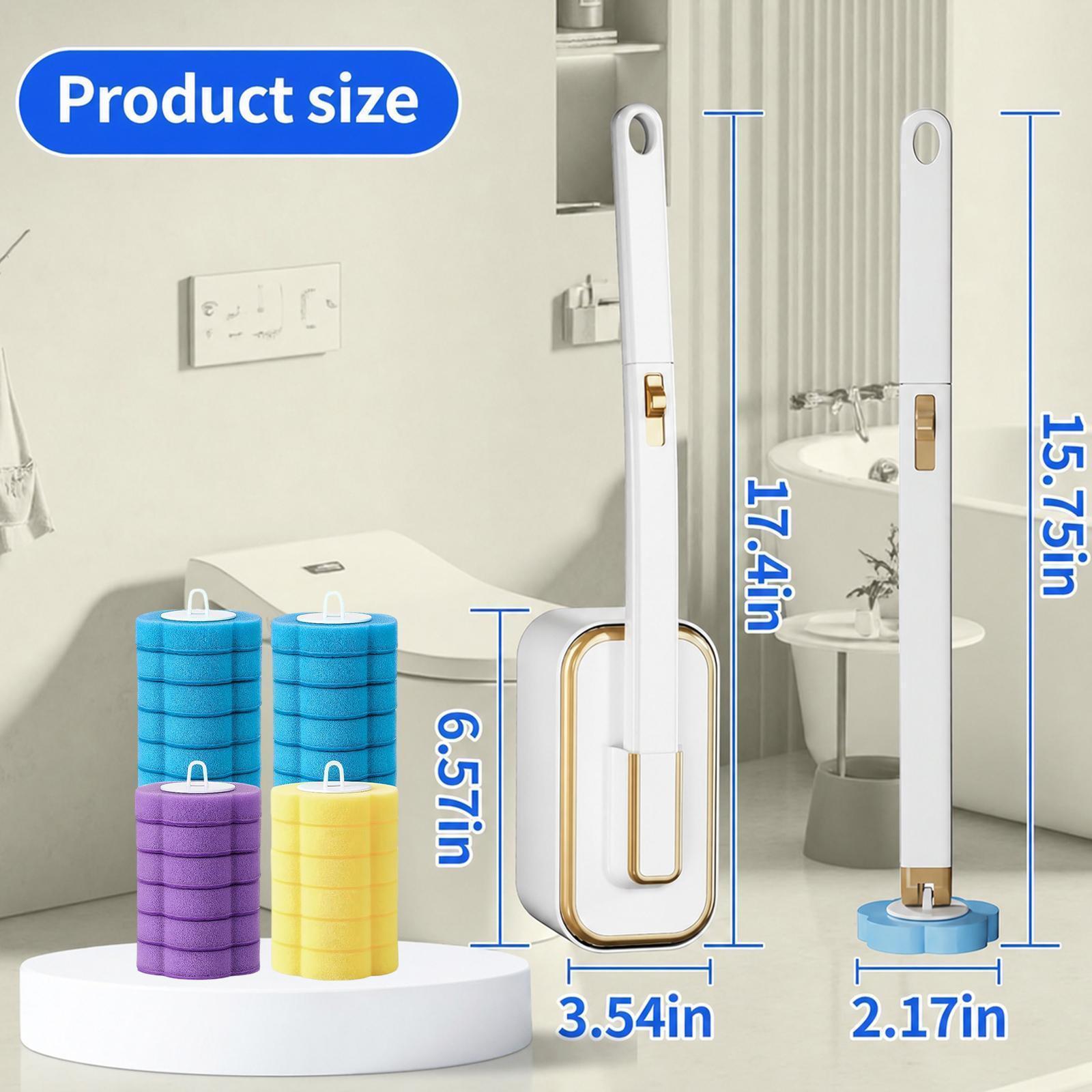 Nifogo Disposable Rotating Long-Handled Toilet Brush Set with Wall-Mount Holder, 24 Refills, Triple-Layer Sponge Cleaner Wand, Fragrance Neutralizer, for Toilet Bowl, Sink, Rotating Long-Handled Toilet Brush & Plungers