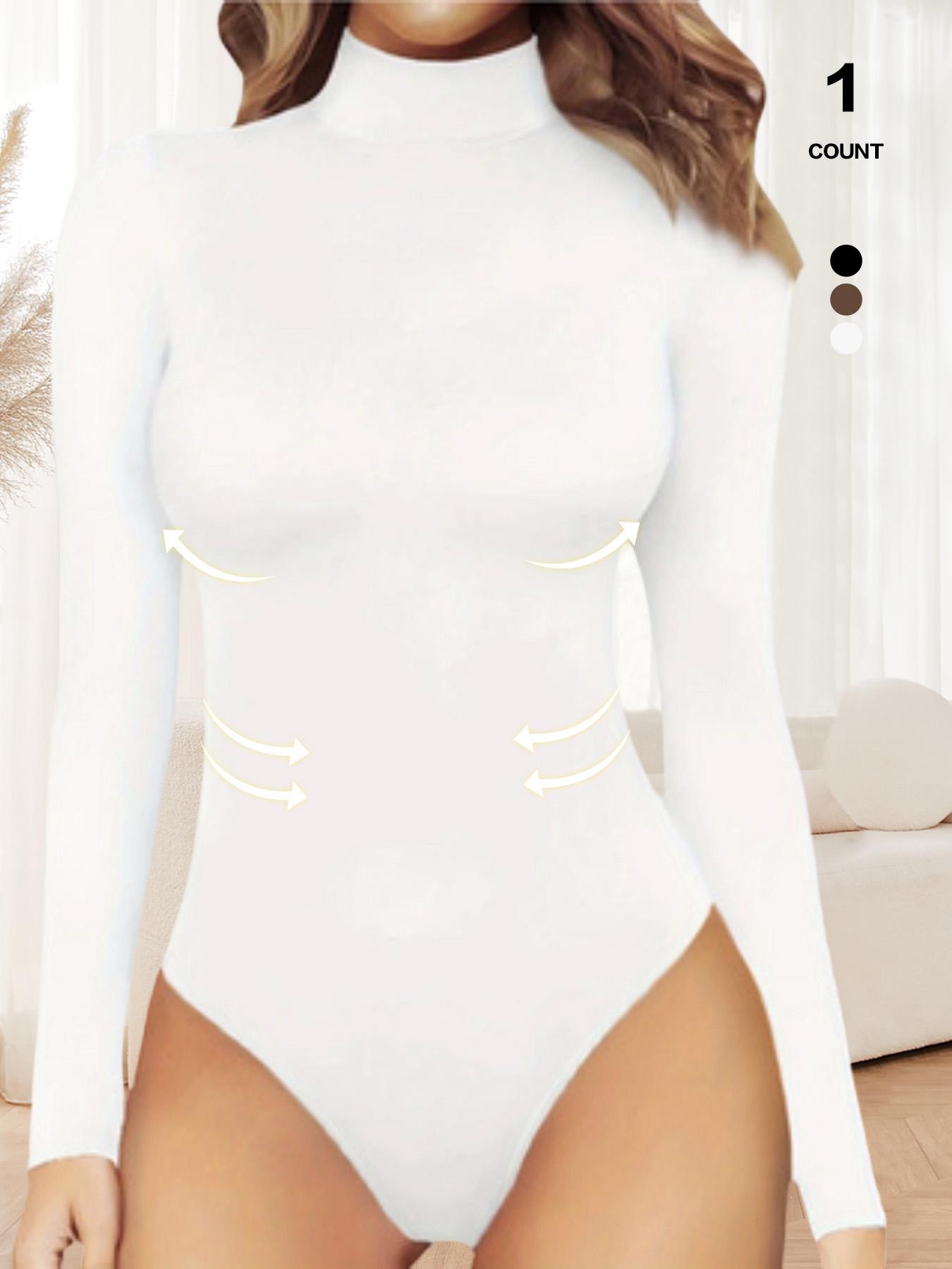 2026Women's Long Sleeve Turtleneck Bodysuit Thermal Compression Jumpsuit Shapewear Base Layer Top