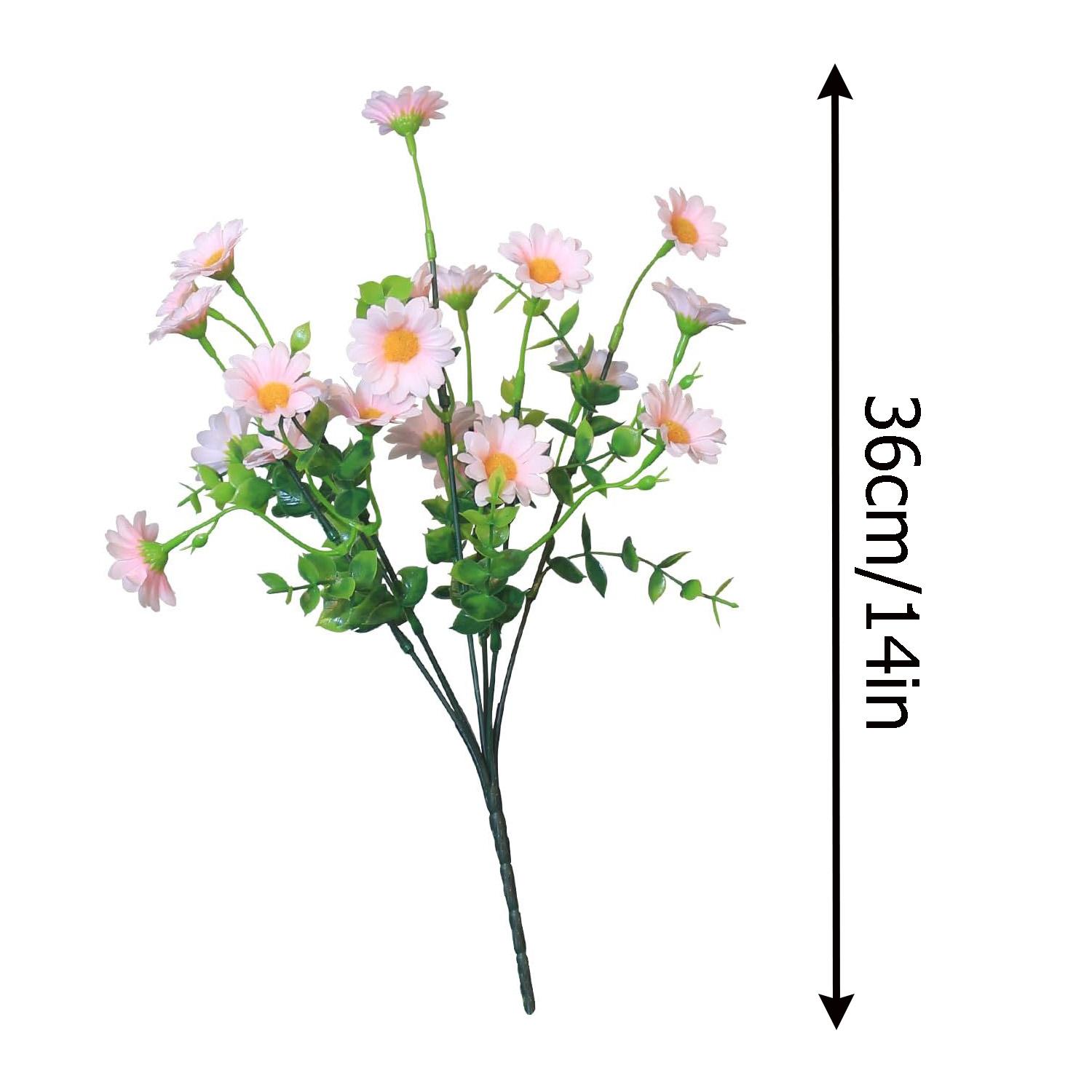 12 Bouquets Artificial Daisies Plastic Faux Flowers Outdoor UV Resistant Fake Daisy Home Decor Window Box Garden Pots Indoor Outdoor Decoration #GLOBAL PICKS