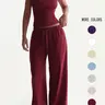 Two-Piece Set Women's Basic Solid Color Cami Top & Pants, Two Pieces Outfits, Casual Chic Minimalist Sleeveless Top & Pants for Daily Wear, Ladies Summer Clothes, Soft Elastic Breathable Set Womenswear