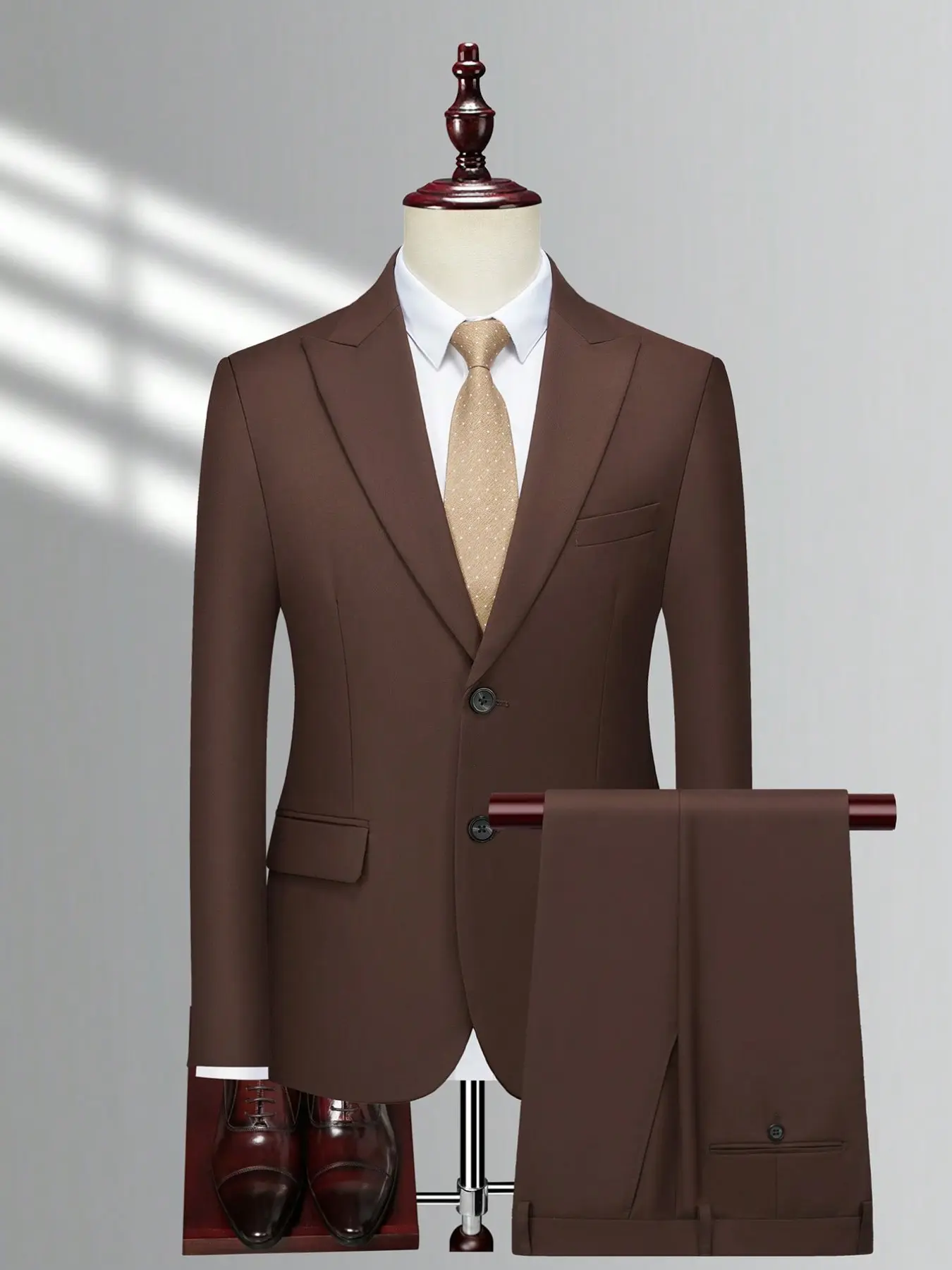 Men's 2 Piece Slim Fit Suit Set, Light Business Notch Lapel Two Button Jacket and Pants, Casual Formal Wear for Office Party