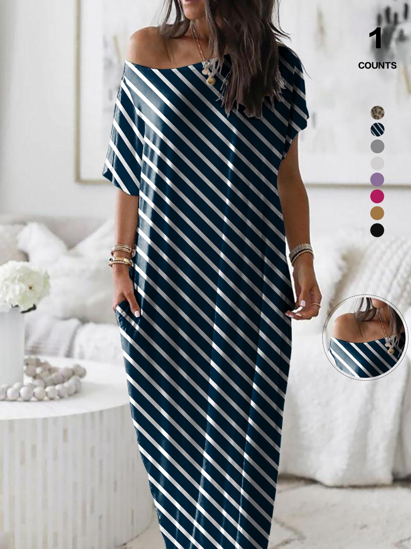 Women's Solid Color Batwing Sleeve Lounge Dress, Casual Comfy Short Sleeve Nightdress, Ladies Sleepwear for All Seasons