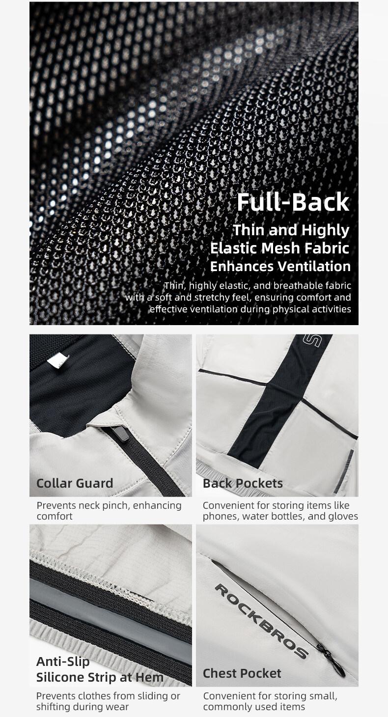 ROCKBROS Cycling Vest Reflective Windproof Unisex UV Protection Lightweight jersey