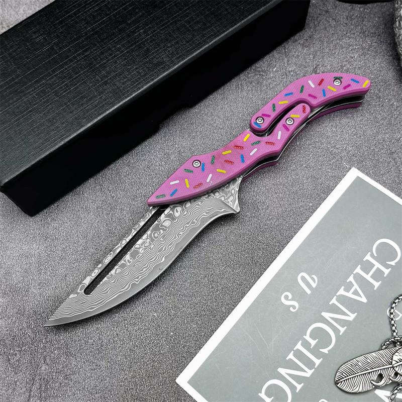 High Craftsmanship Special Folding Knife, Damascus Steel Blade, G10 Handle, Outdoor Multi-Functional Wear-Resistant Tool, Folding Multitool