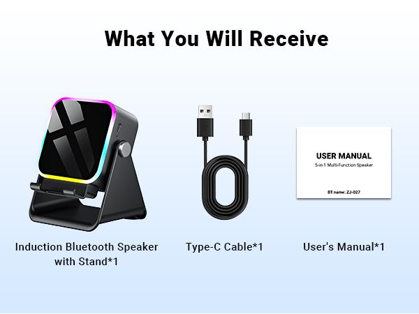 Wireless Induction Audio Speaker Stand, 5in1 Cellphone Holder, 3500mAh Rechargeable Emergency Power Bank,360° Adjustable Mobile Tablet Stand with Colorful Ambient Light Gifts for Men Women Wireless Induction Audio Speaker Stand, 5in1 Cellphone Holder, 3500mAh Rechargeable Emergency Power Bank,360° Adjustable Mobile Tablet Stand with Colorful Ambient Light Gifts for Men Women