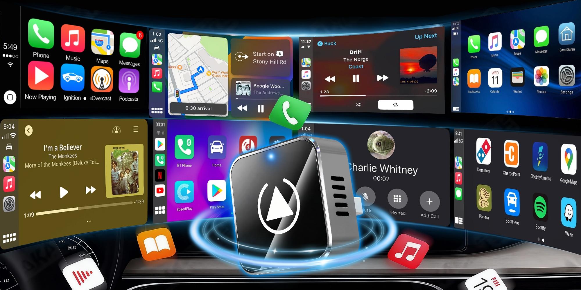 2 in 1 Wireless CarPlay Adapter for Android Wired CarPlay to Wireless Mini Cube Design for Cars Plug and Play Easy Use Fast Stable Connection Car Play for iPhone Essential Smart Driving Accessory Car Video Players