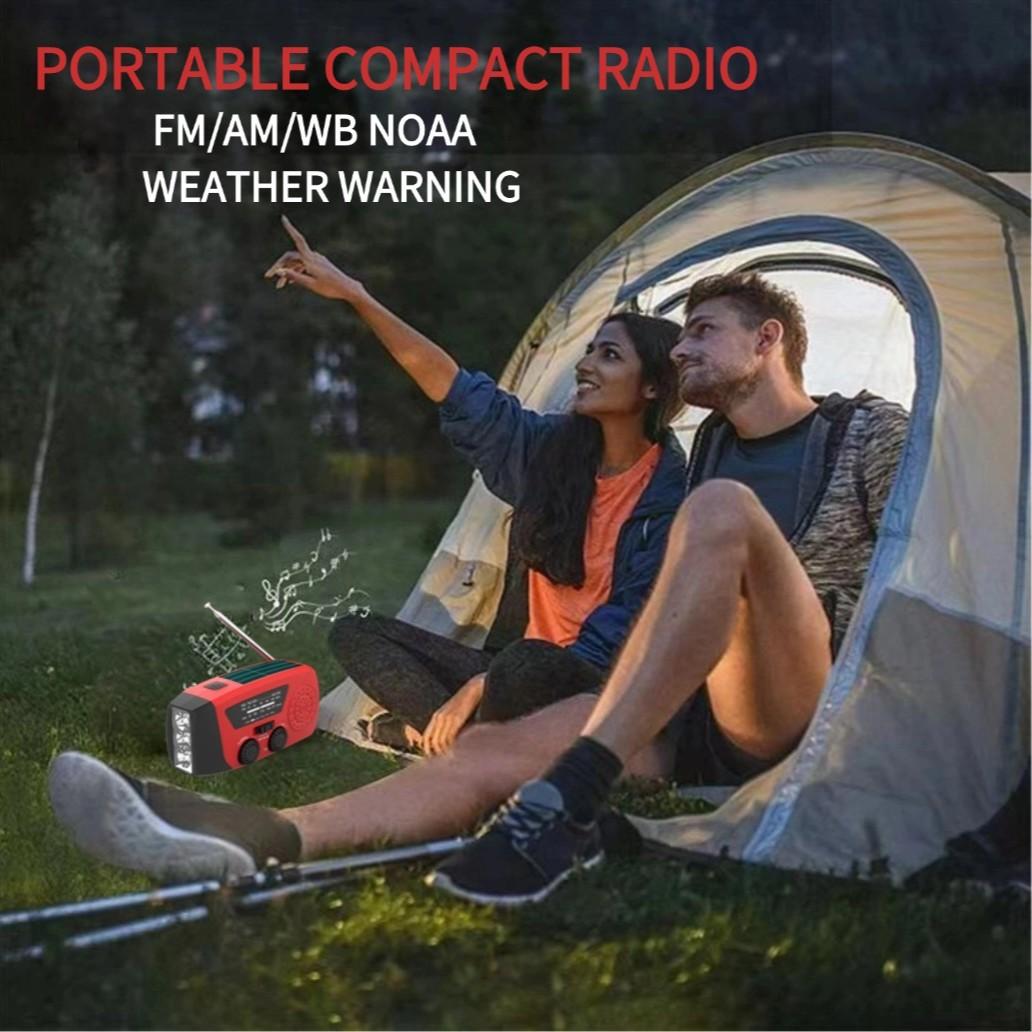 Solar Power & Hand crank 2000mAh Emergency Radio LED Flashlight with USB Charge, FM AM WB Weather Alert, Power Bank, Portable for Camping Survival Outdoor Gear, Lightweight Gift for Holiday Sale