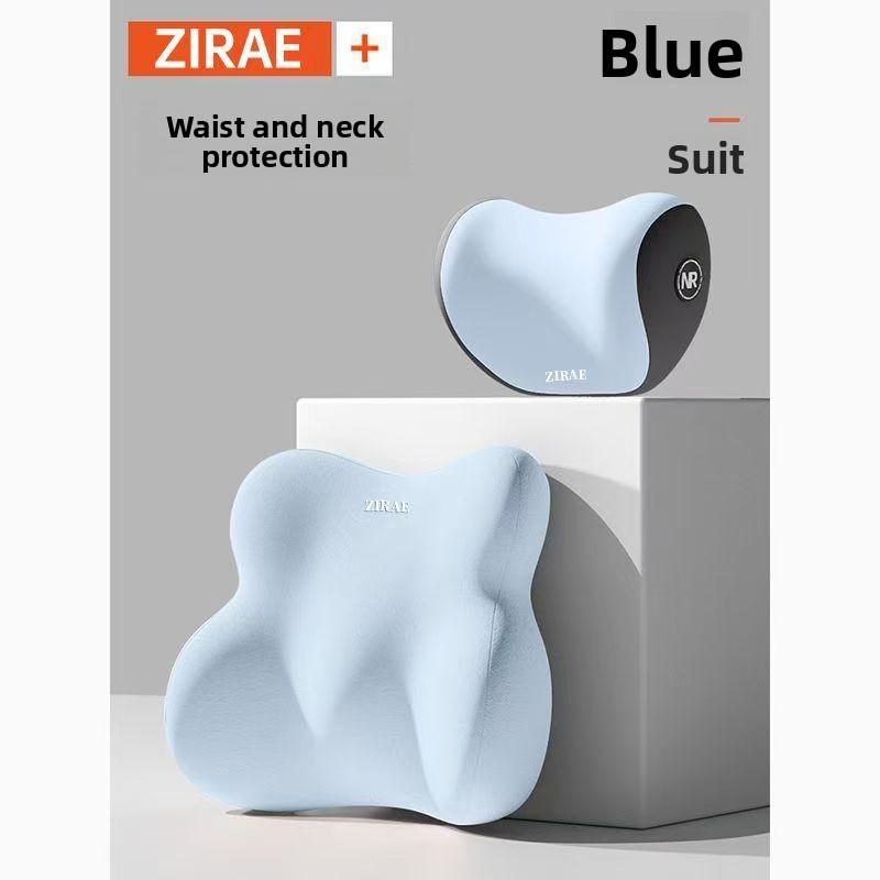 Car Neck Pillow Lumbar Support Set Memory Foam Backrest Cushion High Density Comfortable Headrest for Vehicle Office Home Use