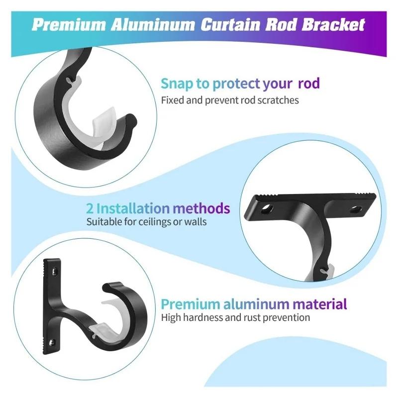 2pcs curtain rod hook brackets, can support wall-mounted shower curtains, used for hanging curtains, clothes rods, and shower rods