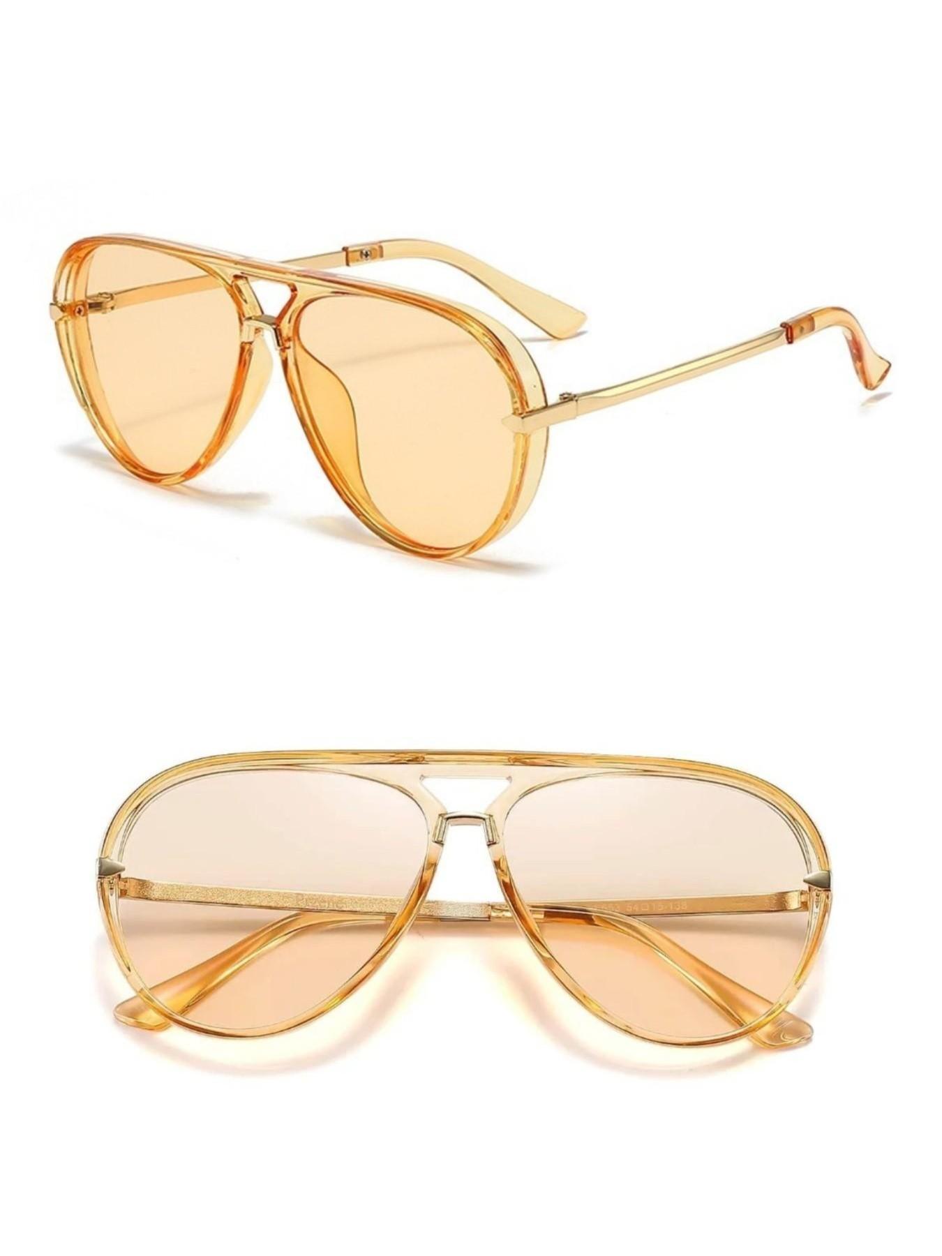 Women's Ombre Tinted Lens Aviator Sunglasses, Aviator Shades, Fashionable Frames Sunglasses, Trendy Casual Sunglasses for Everyday Use, Fashion Accessories for Outdoor Activities