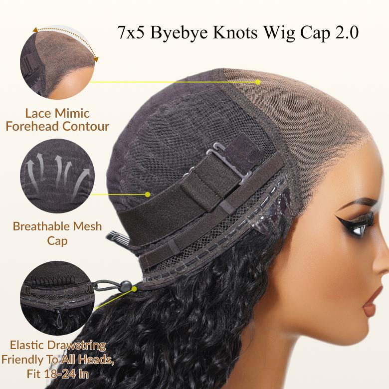 Lynee Monae’s style Sunber No Slip Water Wave 7x5 Pre-Cut Lace Glueless Human Wigs Wear Go Flawless Hold Natural Black Color 180% Density TikTokShopRestock FallFreshness