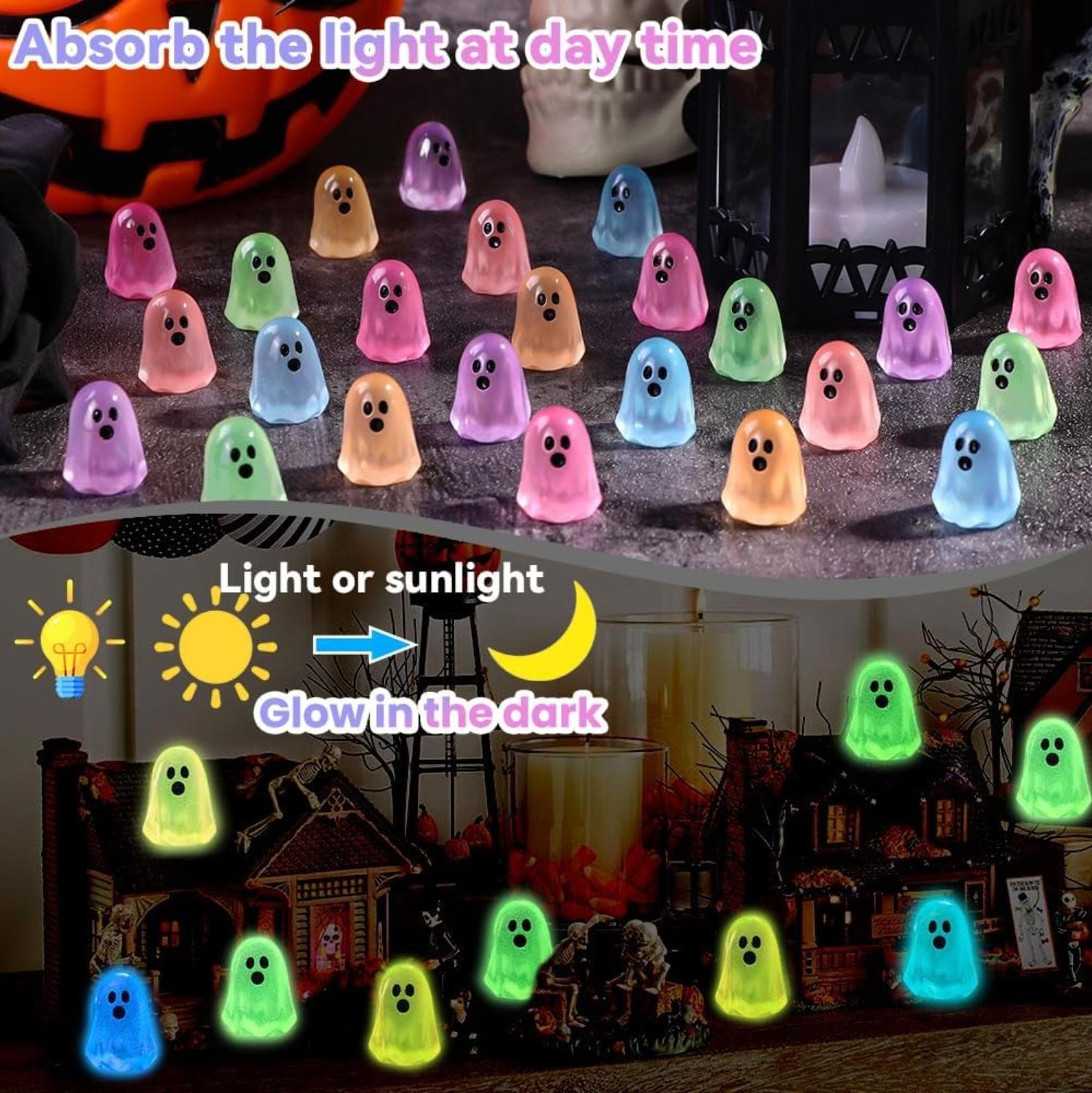 Statues Figurines, Cute Ghost Shape Ornaments in Multiple Pack, Smooth Resin Luminous Miniatures for Spooky Halloween Decor, Decor Figurine Ornaments, Unique Ornaments