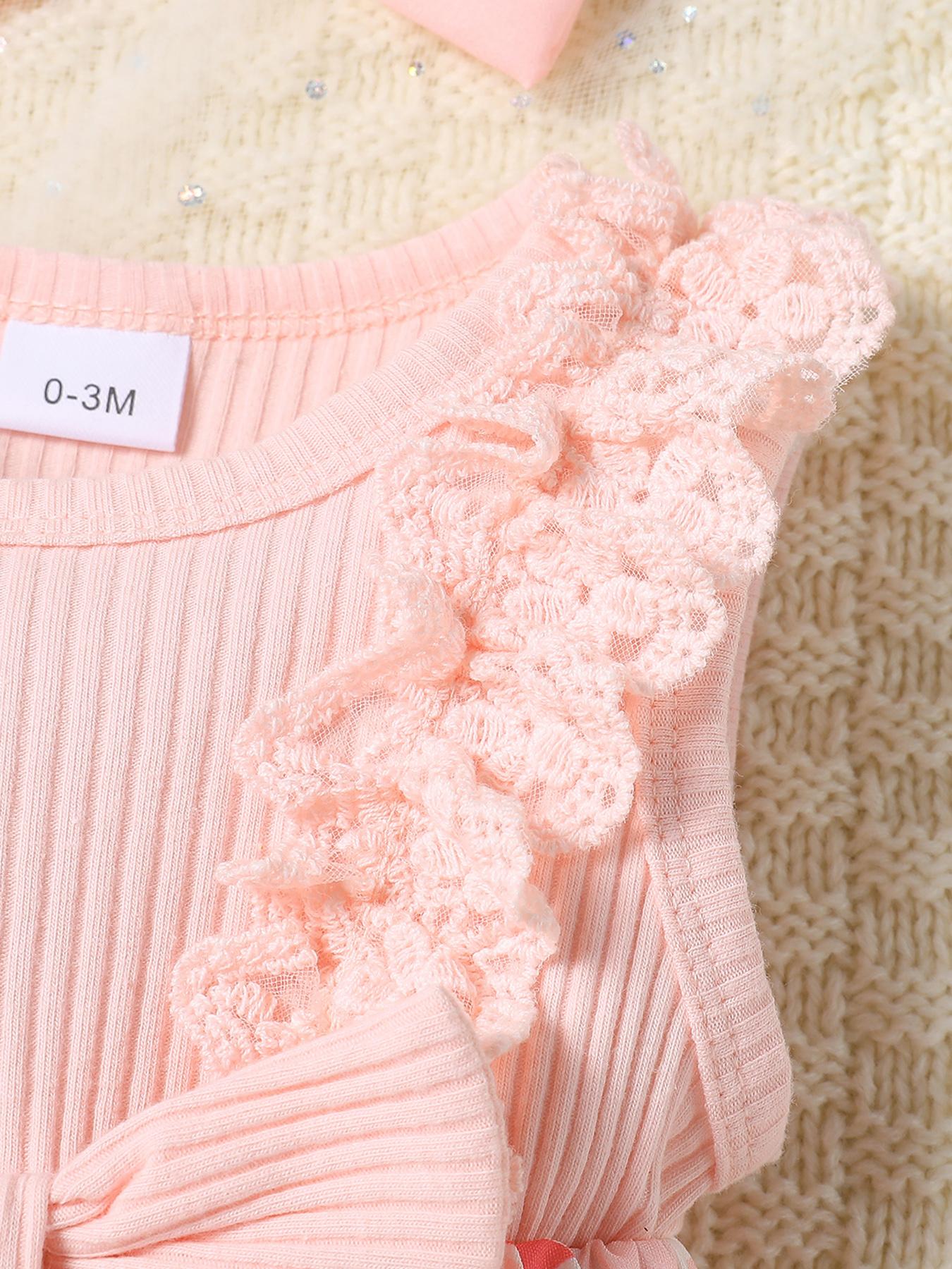 Baby Girls 2-Piece Clothes Rabbit Easter Cute Romper and Headband Pink Color Toddler Outfit for Spring #springtok