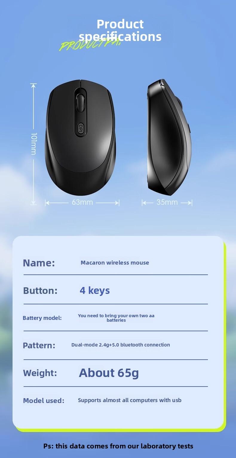 Dual Mode Wireless Bluetooth-compatible Mouse, Pc Mouse Wireless, Computer Peripherals, Bluetooth-compatible 5.0 Direct Connection, Low Latency, Long Battery Life, Ergonomic Design, Portable and Easy to Use