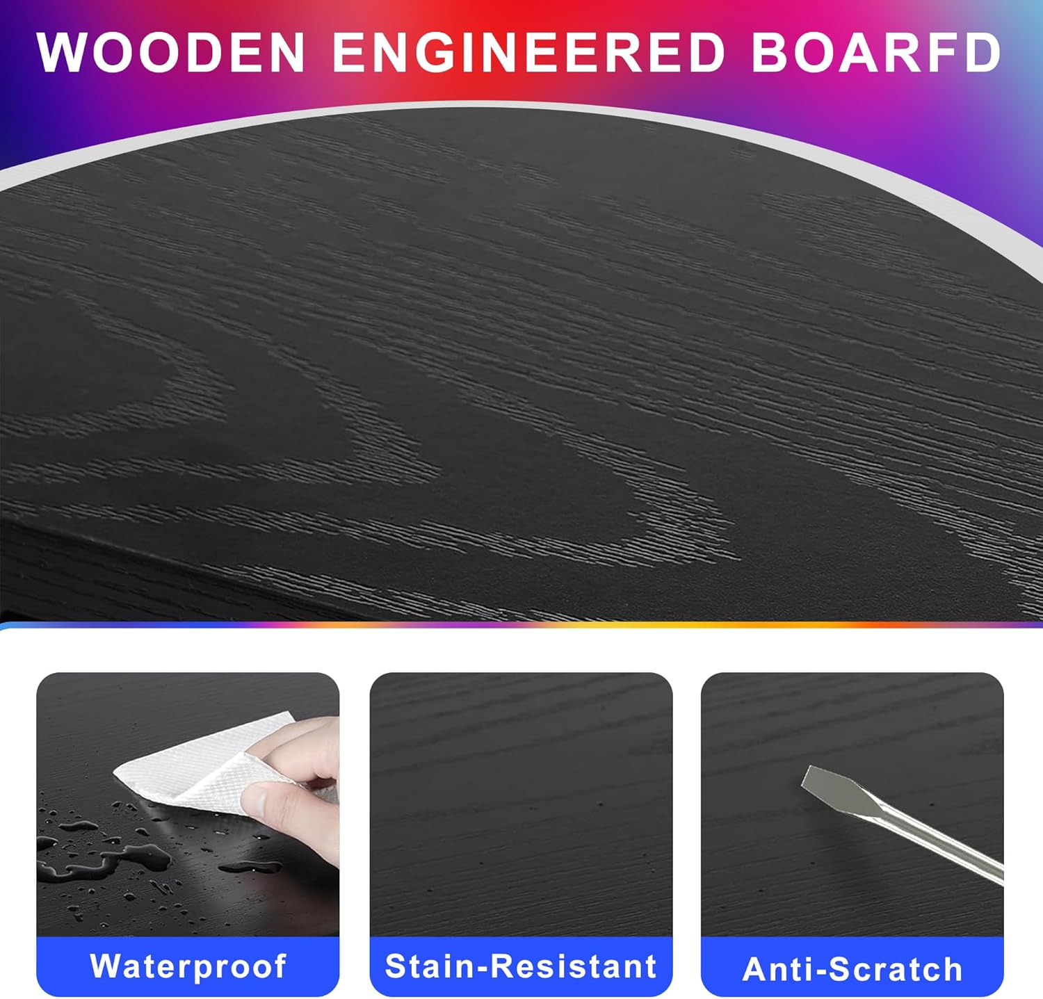 TV Stand for 75 inch TV, Entertainment Center with LED Light, Modern Wood TV Console with Texture Entertainment Stand with Highlight Storage Cabinet for TVs Up to 70-80" Black