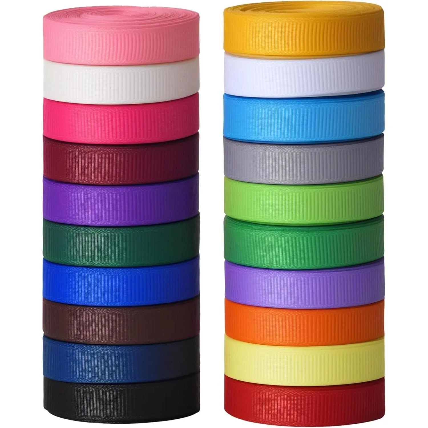 Grosgrain Ribbon 3/8 inch 20 Colors 5 Yards/Roll, Total 100 Yards Per Package for Christmas Tree, Wreath Decorations, Bow Making, Gift Wrapping, Flower Bouquet