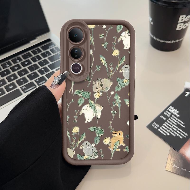 TPU Phone Case suitable for VIVO V50 lite V40 V30 V29 V27 V25 V23 V21 V20 V19 Pro 5G Bunny floral dream Pattern Pocket-Friendly Shockproof Protective Soft Smartphone Casing
