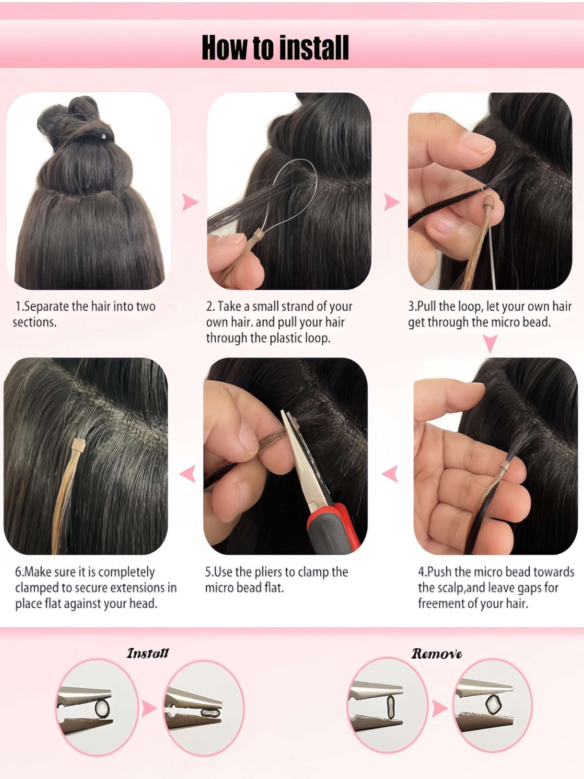 Microlink Hair Extensions Made from Real Human Hair, Featuring Microbead Micro Loop Technology, Soft And Shiny, with a Total of 50 Strands