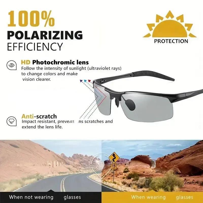 Fashionable Color Changing Glasses With Metal Frame And Color Changing Lenses, Perfect For Outdoor Activities, Vacations, Travel, Fishing, Photography Accessories For Men And Women Polarized Driving