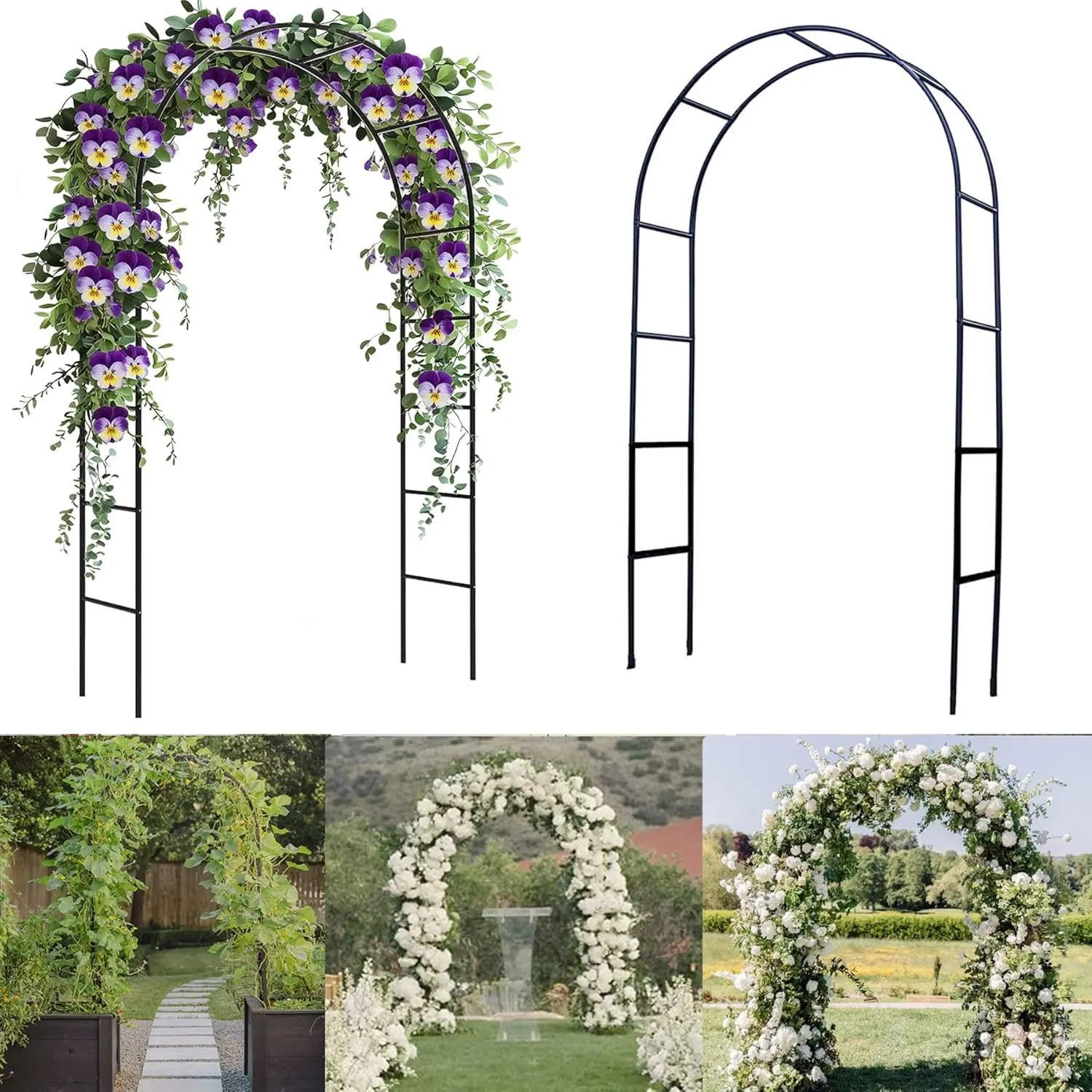 100%Metal Sturdy Garden Arch Trellis for Climbing Plants Outdoor 4.6*7.8Ft Archway Frame, Pumpkin Archway Outdoor Garden Arbors and Arches for Halloween Christmas Birthday Party Baby Shower Decoration