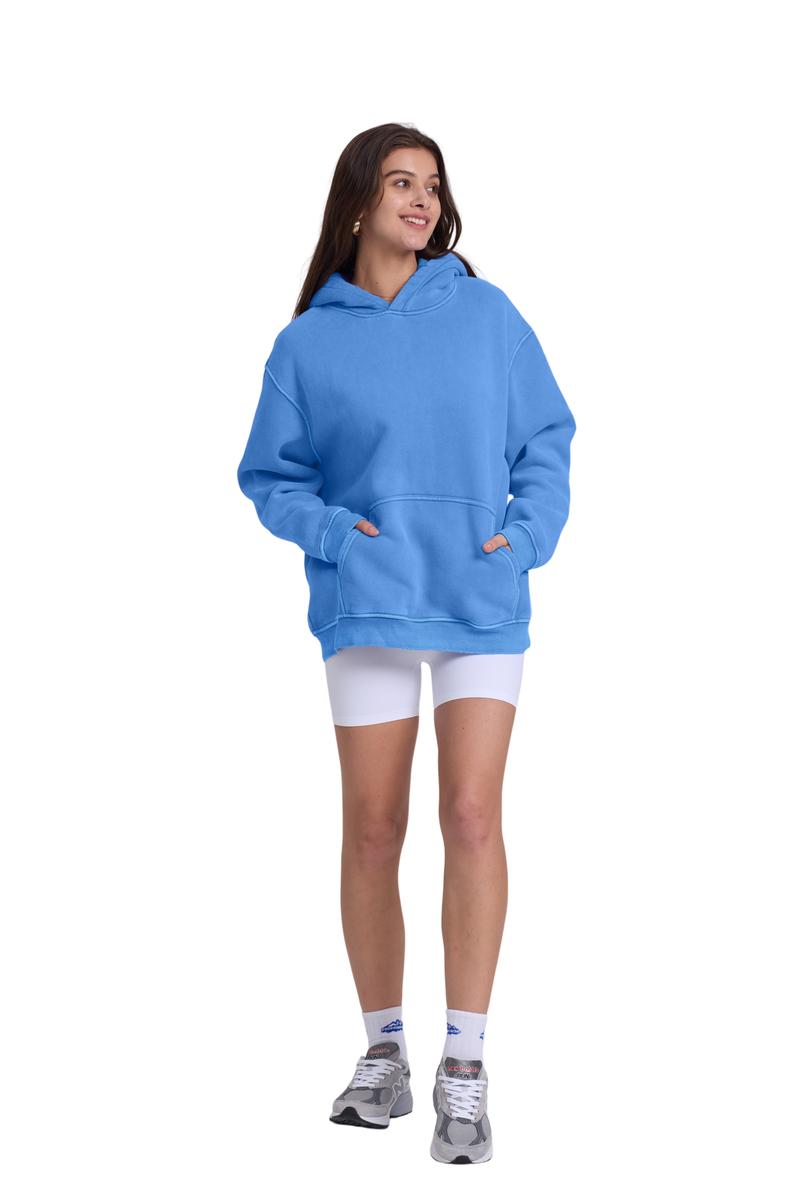 FAIABLE Unisex Casual Oversized Vintage Wash Hoodie Plush Heavyweight Cotton for Couples Stylish Streetwear College Winter Long Sleeve Sweatshirts