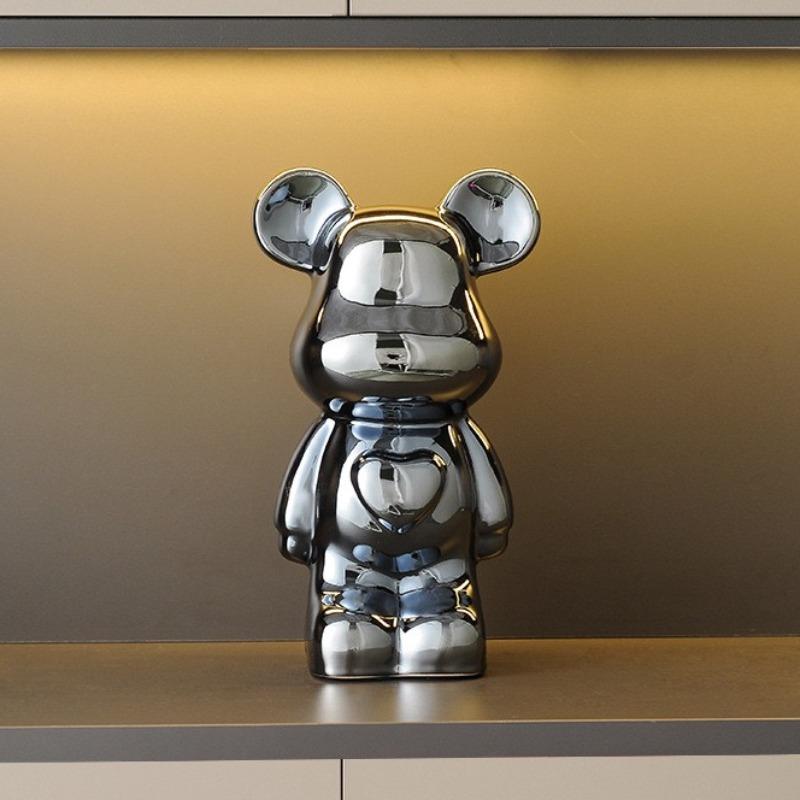 Sweetheart Bear Ceramic Decoration Figurine, Adorable Teddy Bear Ornament Cute Animal Design for Home Decor Accessory, Home Decor Ornaments, Unique Gift Idea for Friends and Family