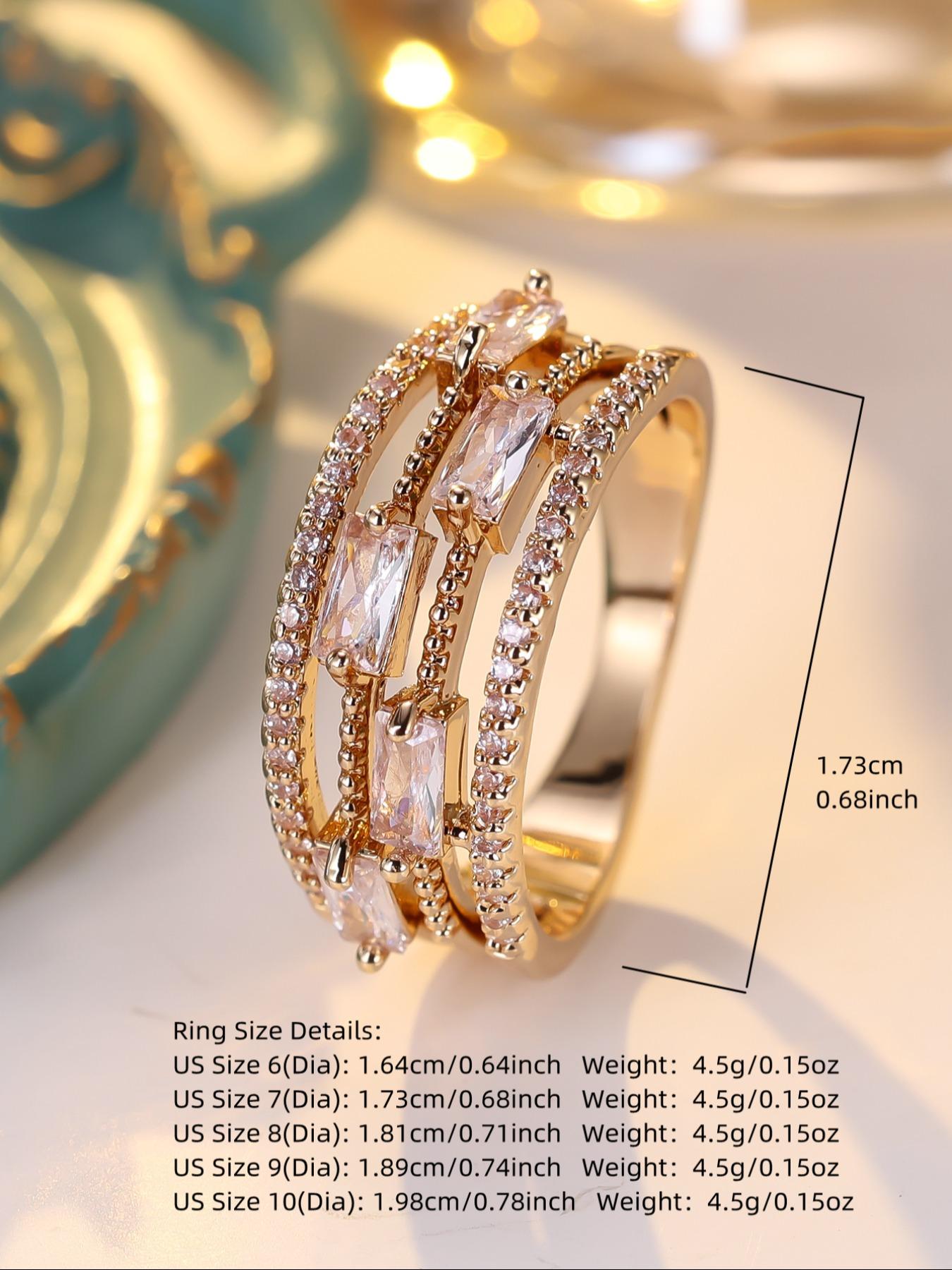 1 Piece Multi-Layer Rings with Rhinestones, Stackable Design Dainty Stacking Rings Engagement Ring Gift for Parties & Birthdays, Perfect Daily Wear Jewelry Gift