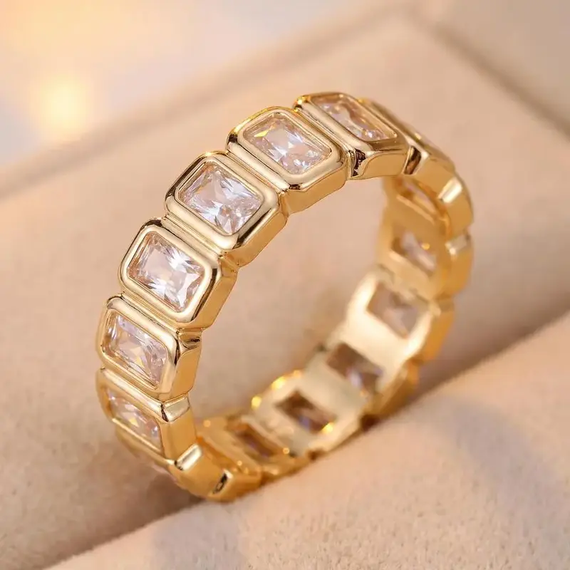 Elegant Single Row Cubic Zirconia Women's Ring, Beautiful Rings, High-End Versatile Jewelry Gift for Ladies, All Seasons Wear