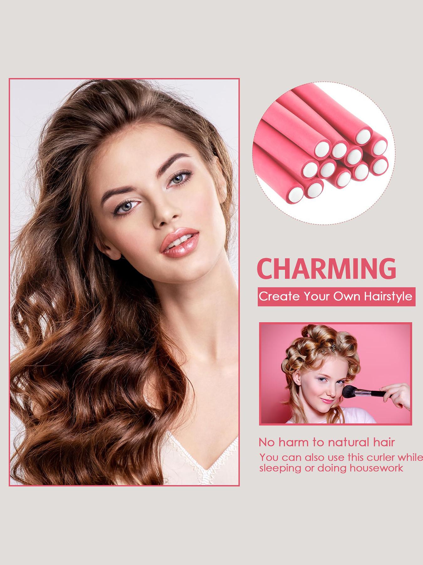 30 Flexible Curling Wands, Soft Foam Hair Rollers, No Heat, Includes Steel Tail Comb, Suitable for All Hair Types