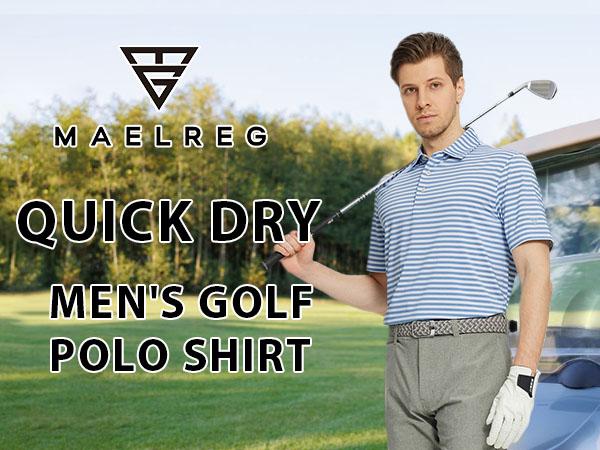 M MAELREG Men's casual striped fashion POLO shirt, comfortable lapel golf shirt, moisture wicking, suitable for all body shapes