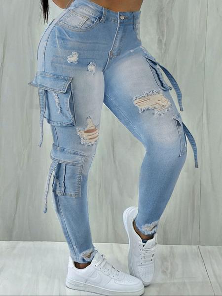 Y2K women's street style multi-pocket cropped work Stretchy Jeans with flap pockets for autumn and winter, perfect for Christmas fashion Y2K women's street style multi-pocket cropped work Stretchy Jeans with flap pockets for autumn and winter, perfect for Christmas fashion