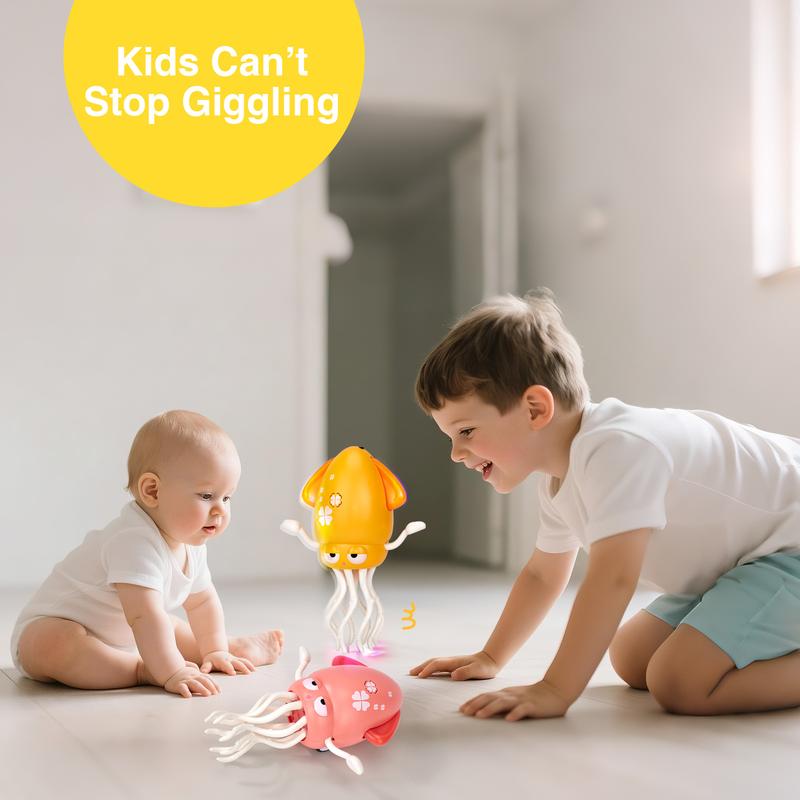 hahaland Dancing Squid Toy Baby Tummy Time Play Crawling Moving Rechargeable Wiggling Musical Funny Baby Girl Boy Birthday Dancing Octopus Baby Toy for 0-3-6-12 Monthes Baby Shower Gifts Toddler Toy Valentine's Day Easter Birthday Gift