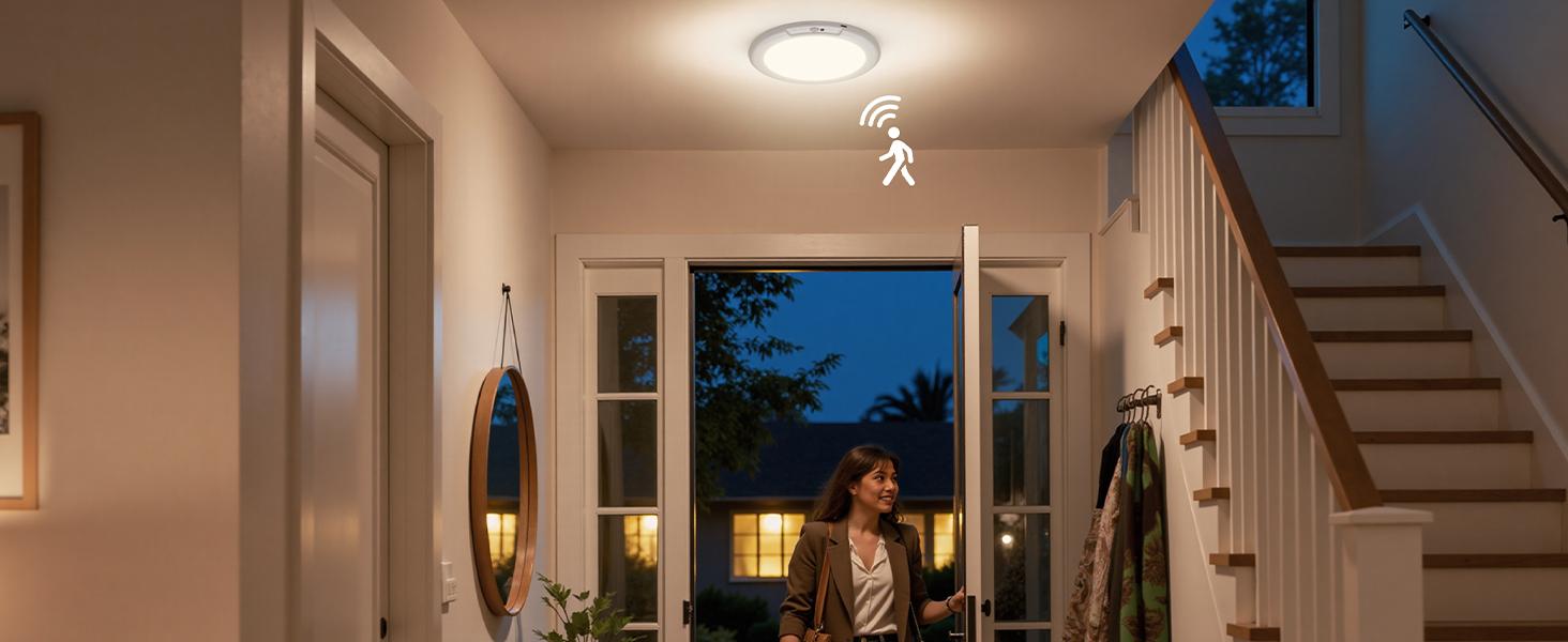 Rechargeable Ceiling Light with Remote Control, Human Body Sensing, Adjustable Color Temperature, Wall-Mounted, Ideal for Closet, Storage, Living Room