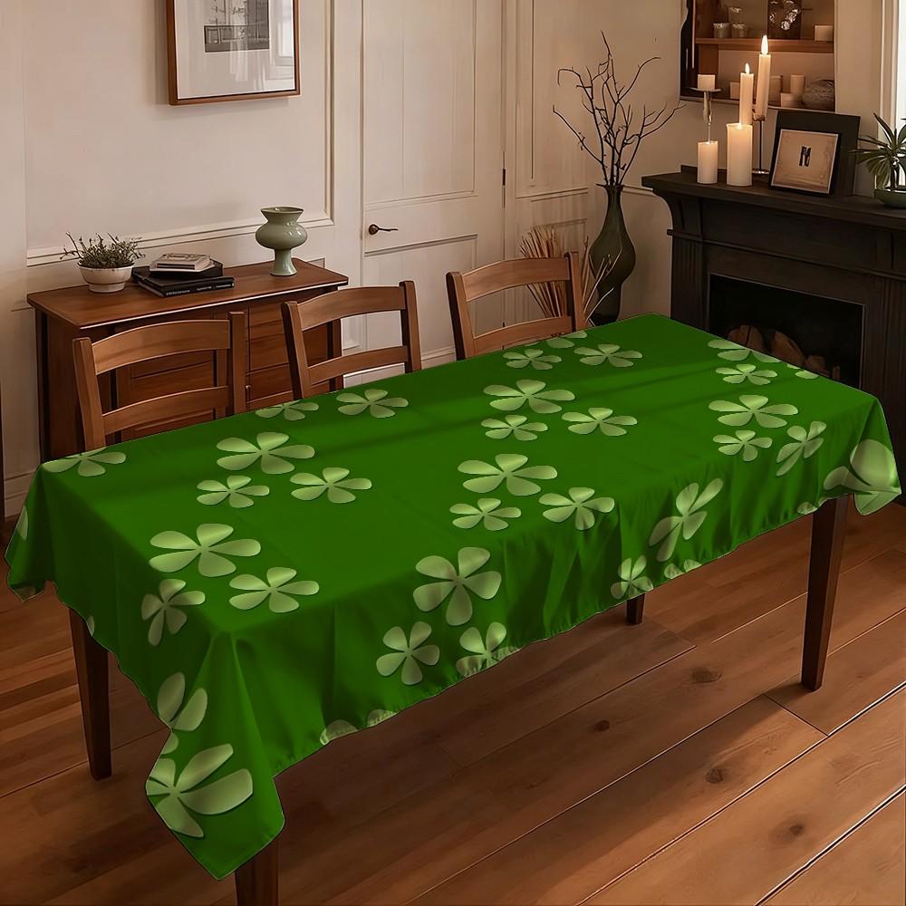 1 pc St Patrick's Day Tablecloth Leaf Pattern, Perfect for Picnics Camping Weddings Birthdays Restaurants Buffets, Washable Home Decor