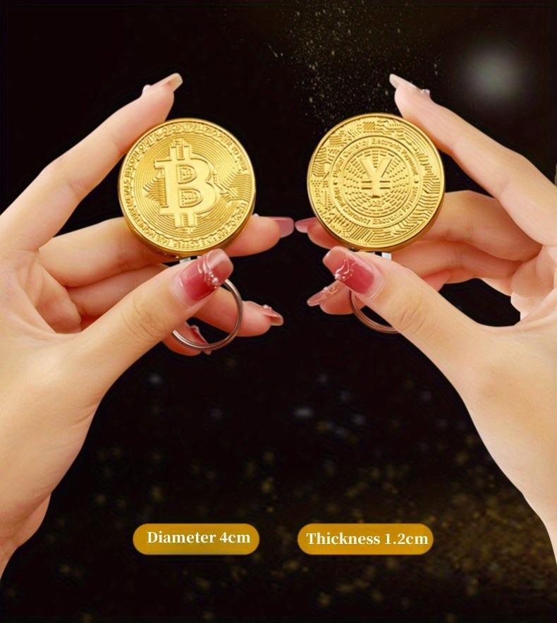 (Butane-free) Bitcoin-Shaped Refillable Butane Lighters, Windproof Metal Keychain Lighters with Adjustable Flame, Portable Coin Design for Camping, Candles & Outdoor Use-Cool Crypto Gift for Men & Friends (Butane Not Included)
