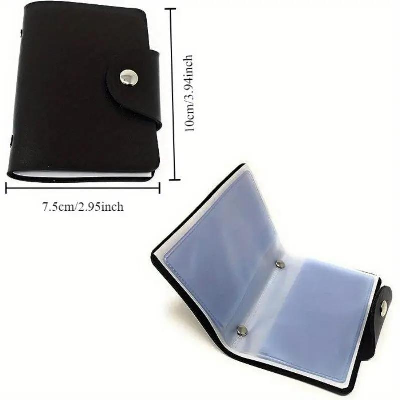 Waterproof Card Case Wallet with 24 Clear Slots, 1 Count Business Card Organizer Holder with Snap Closure, Desk Accessory for Home & Office, Office Accessories, Card Storage Card Carrying Holder