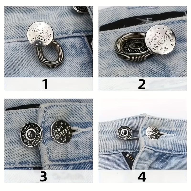 5pcs Fashionable Metal Button Waist Extenders, Adjustable & Stretchable for Women's Pants, Durable Metal with Star Engraving