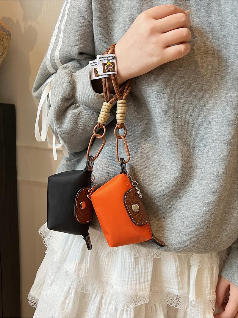Mini fashion handbag dumpling bag Longxiang bag creative color matching change lipstick storage bag small hanging bag ultra mini nylon dumpling bag coin purse hanging decoration card bag key headphone lipstick storage bag Crossbody Purses