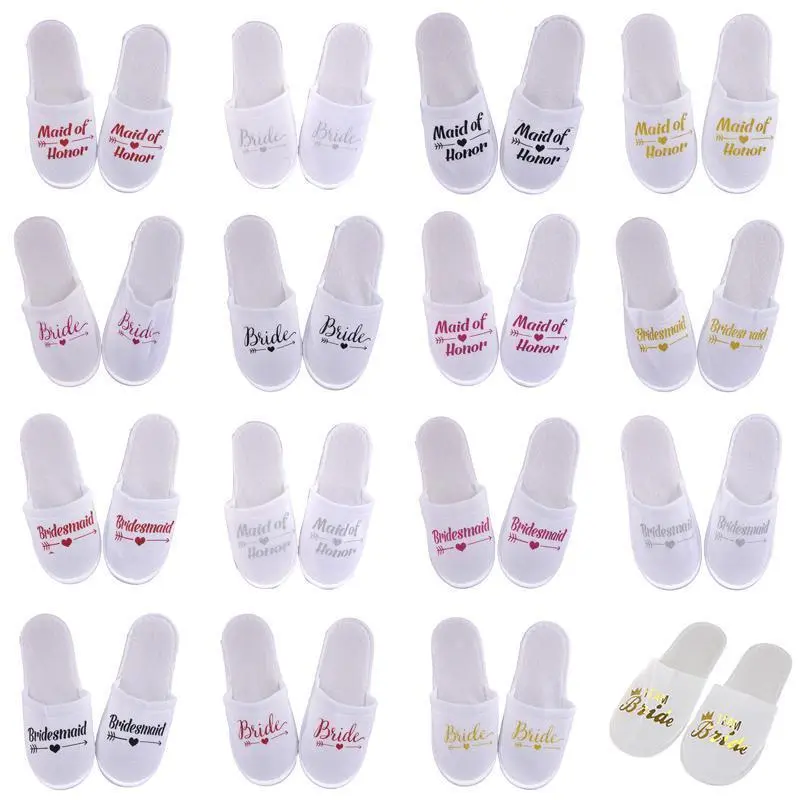 1 Pair Bride To Be Disposable Soft Slippers Wedding Decoration Team Groom Bachelor Party Team Bridesmaid Hen Night Slippers