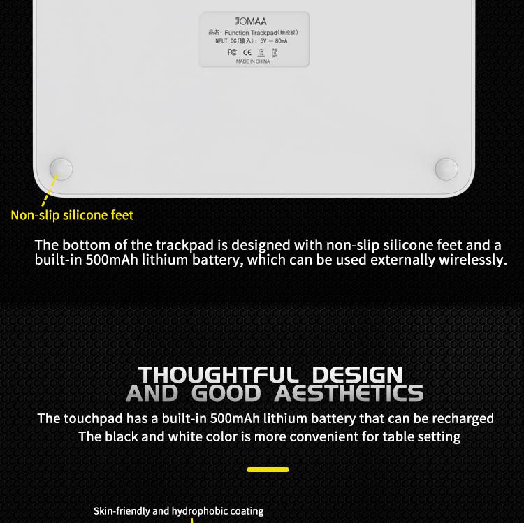 JOMAA Bluetooth Wireless+Wired Trackpad 2.4G Tri-Mode Touchpad Mouse Rechargeable High-Precision Touchpad for IOS Mac Windows