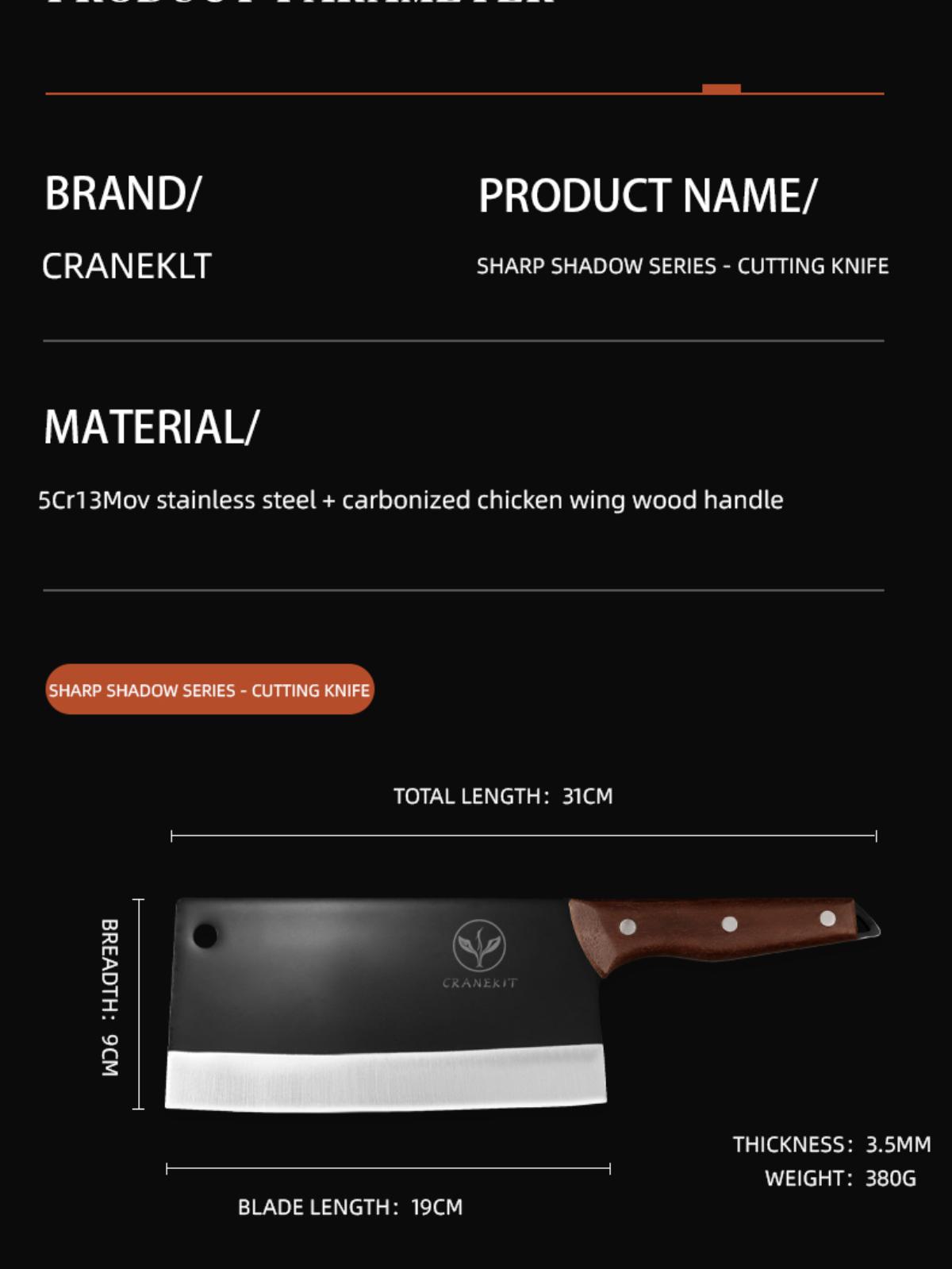 CRANEKIT Vegetable Knife - Ultra-Fast Sharp Chopping Knife for Vegetables, Bone, and All-Purpose Use in Kitchen